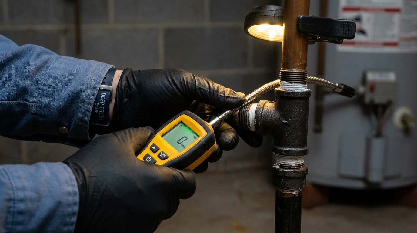 Gas leak detection with electronic sniffer by Johns Plumbing LLC in Lewisburg